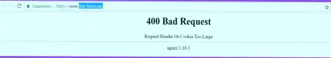 Официальный ресурс forex дилера Фибо-Форекс несколько суток заблокирован и выдает - 400 Bad Request (ошибка)