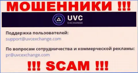 Связаться с internet мошенниками UVCExchange Com можно по представленному адресу электронного ящика (информация была взята с их информационного ресурса)