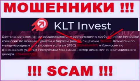 Хоть KLTInvest Com и размещают на сайте лицензию, помните - они в любом случае МОШЕННИКИ !!!