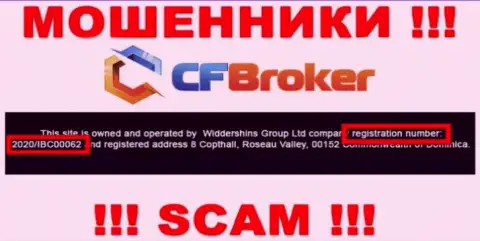 Регистрационный номер кидал CFBroker, с которыми довольно-таки опасно работать - 2020/IBC00062
