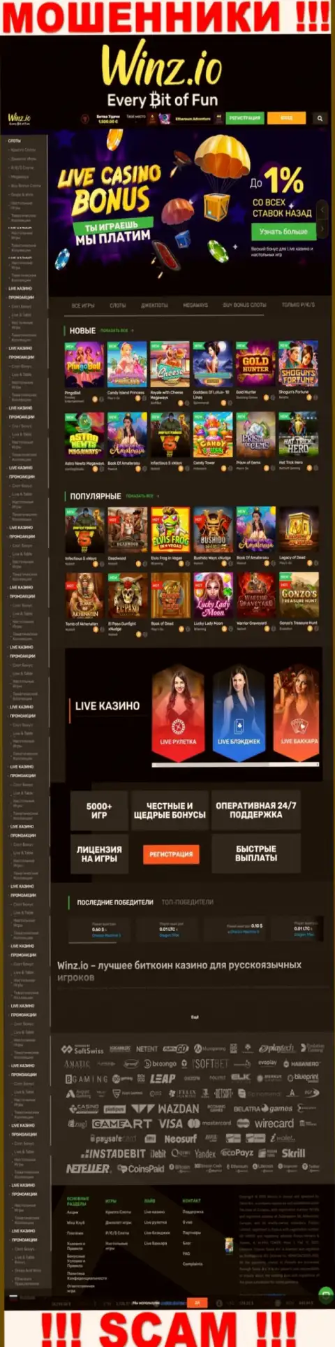 Winz Io - это сайт где затягивают доверчивых людей в капкан махинаторов Winz Casino