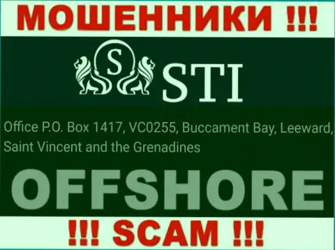 СТИ - это неправомерно действующая организация, зарегистрированная в офшорной зоне Office P.O. Box 1417, VC0255, Buccament Bay, Leeward, Saint Vincent and the Grenadines, будьте очень внимательны