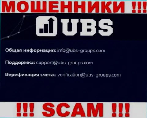 В контактной инфе, на web-сайте мошенников UBS Groups, размещена именно эта электронная почта