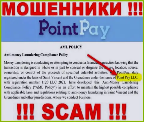 Конторой PointPay управляет Point Pay LLC - инфа с интернет-ресурса мошенников