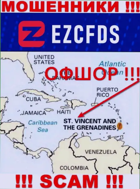 St. Vincent and the Grenadines - оффшорное место регистрации мошенников EZCFDS Com, предложенное на их web-ресурсе