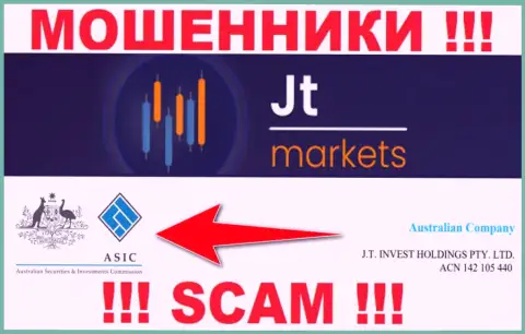 JTMarkets прикрывают свою незаконную деятельность мошенническим регулятором - Australian Securities and Investments