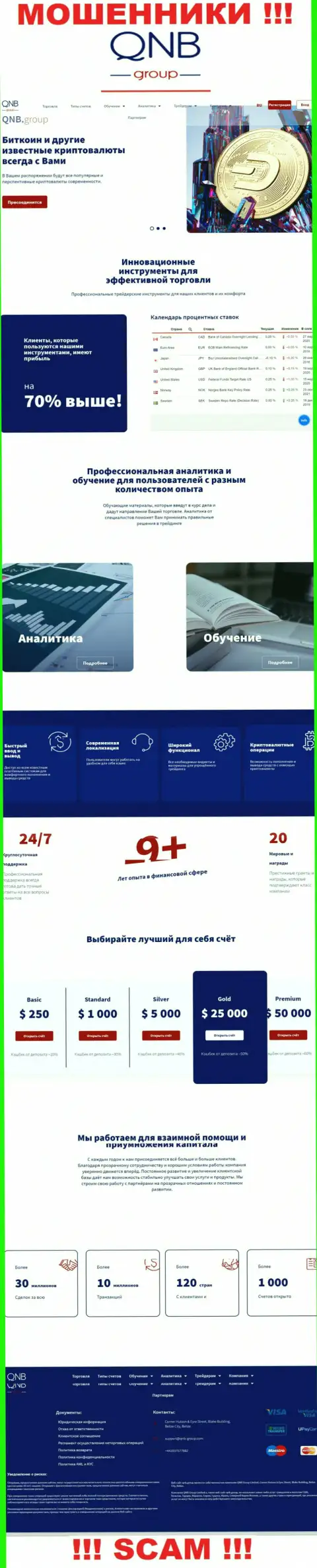 Официальный интернет-портал мошенников QNB Group, забитый инфой для лохов