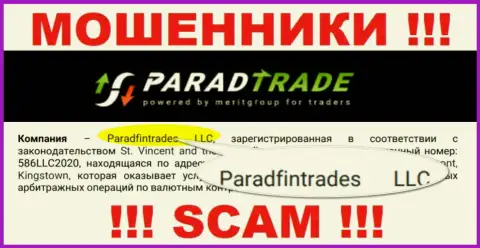 Юридическое лицо махинаторов ParadTrade - это Paradfintrades LLC