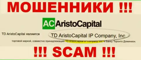 Юридическое лицо мошенников AristoCapital - это TD AristoCapital IP Company, Inc, данные с онлайн-ресурса мошенников