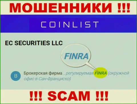 Старайтесь держаться от компании КоинЛист подальше, которую прикрывает мошенник - FINRA