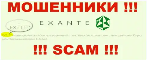 Конторой ЕКЗАНТЕ управляет XNT LTD - сведения с официального веб-ресурса обманщиков