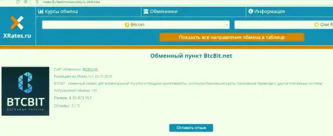 Обзорная статья об online-обменнике БТЦБИТ Сп. З.о.о. на сайте иксрейтес ру