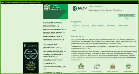 Обзорный материал о услугах ФОРЕКС брокерской компании Киексо, опубликованный на сайте Directory FinanceMagnates Com
