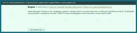 Положительный отзыв о организации КаувоКапитал Ком на web-портале ревокон ру