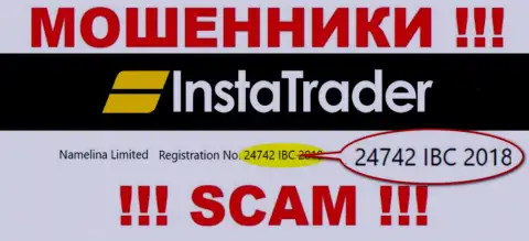 Регистрационный номер конторы Insta Trader - 24742 IBC 2018