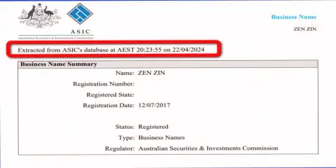 Документ, подтверждающий присутствие регистрации у биржевой торговой площадки Zinnera
